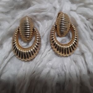 Capri stamped goldtone knocker clip on earrings